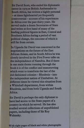 Ambassador in Black and White by David Scott. Thirty years of changing Africa.
