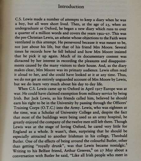 All my road before me by C. S. Lewis edited by W. Hooper. The diary of Lewis 1922-1927