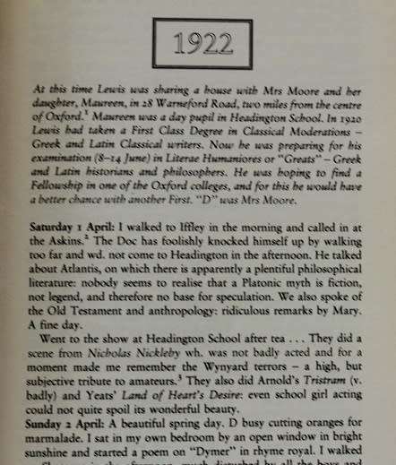 All my road before me by C. S. Lewis edited by W. Hooper. The diary of Lewis 1922-1927