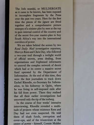 Muldergate by Mervyn Rees and Chris Day. The Info scandal.