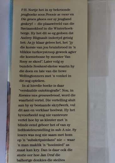 Korsies van growwebrood deur P.H. Nortje. Outobiografiese vertelling