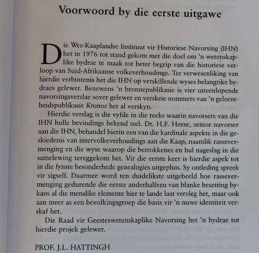 Groep sonder grense deur H.F.Heese. Die rol en status van die gemengde bevolking aan die Kaap.