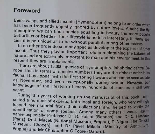 Bees, Wasps and Ants by J. Zahradnik. A Field guide to the world`s Hymenoptera.