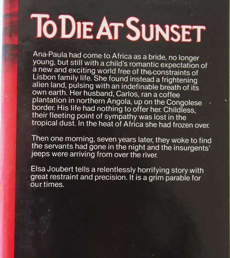 To die at sunset by Elsa Joubert