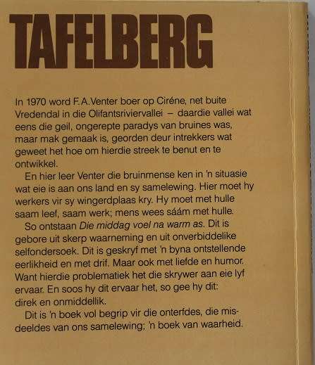 Die middag voel na warm as deur F.A.Venter.