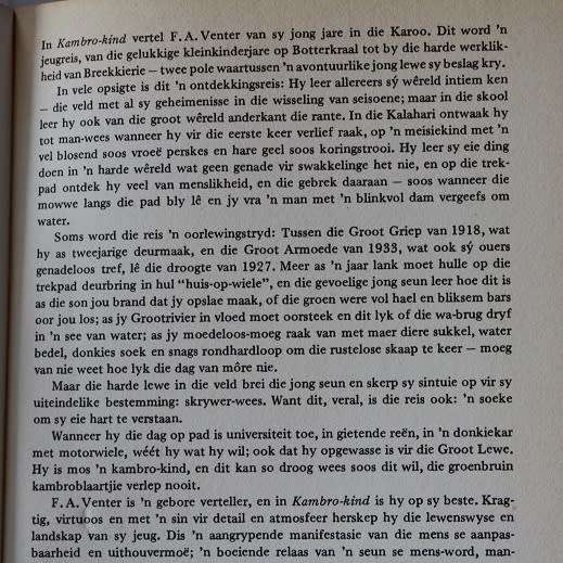 Kambro-Kind deur F.A. Venter. `n Jeugreis.