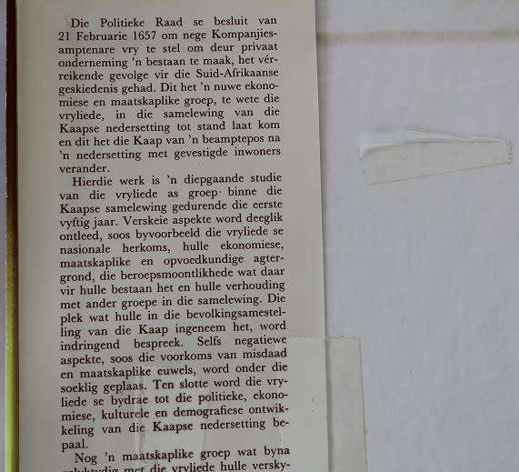 Die Vryliede en Vryswartes in die Kaapse Nedersetting 1657-1707 deur G. C. de Wet