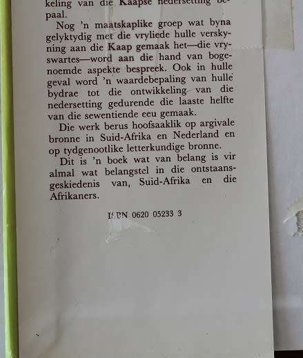 Die Vryliede en Vryswartes in die Kaapse Nedersetting 1657-1707 deur G. C. de Wet