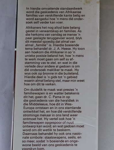 Families, Familiename en Familiewapens onder redaksie Pieter W. Grobbelaar en medewerkers.