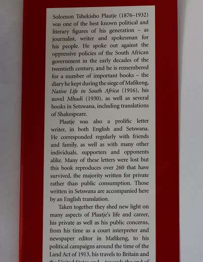 Sol T. Plaatje. A life in Letters edited by Brian William and Sabata-mpho Mokae