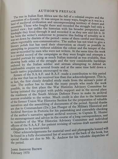 A Gathering of Eagles by James Ambrose Brown.The S.A.A.F. in Italian East Africa 1940-1941.