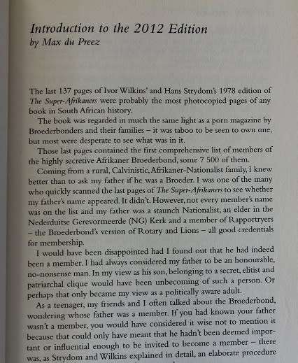The Super-Afrikaners by I. Wilkens & Hans Strydom. Inside the Afrikaner Broederbond
