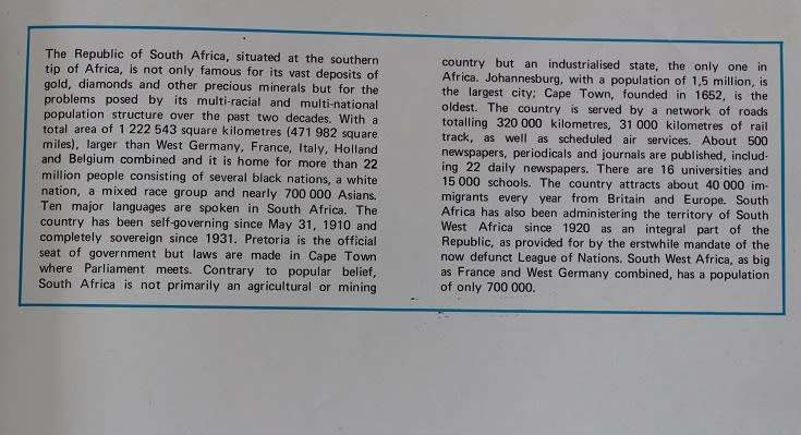 South Africa: A Visual history 1974