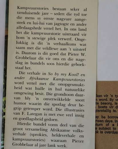 So by my kool! en ander Afrikaanse kampvuurstories deur P.W. Grobbelaar en F. Lategan