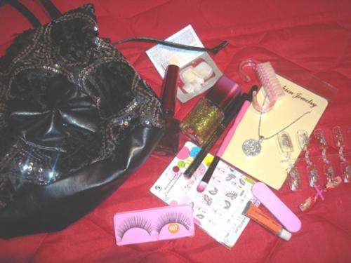Ladies Evening Black Bag with Goodies