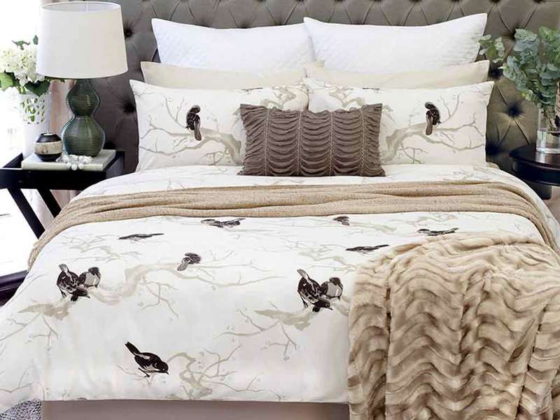 Natural Bird Duvet Cover Set (Double Bed)