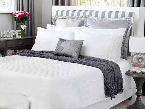 Horizontal Grey Pleated Duvet Set (Double)