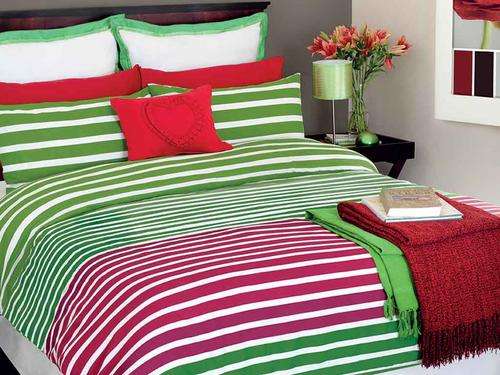 Berry Stripes Duvet Set with 2 Pillow Cases (Queen)