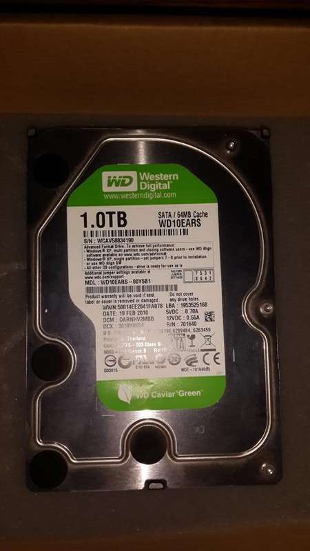 Western Digital WD10EARS 1Tb 7200rpm SATA Harddrive