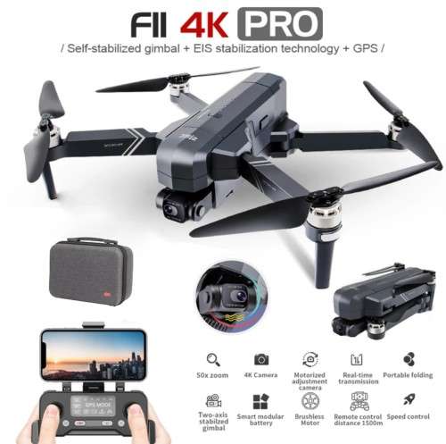 SJRC F11 4K Pro 5G 3Battery+CarryCase WIFI FPV GPS With 4KHD Camera 2-Axis Gimbal Foldable RC Drone.