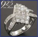 CLUSTER RING, 5CT GENUINE .925 STERLING SILVER RING