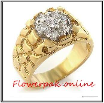 UNUSUAL ABSOLUTELY STUNNING 4CT SIM DIAMOND 18KT PLT GOLD GENTS RING