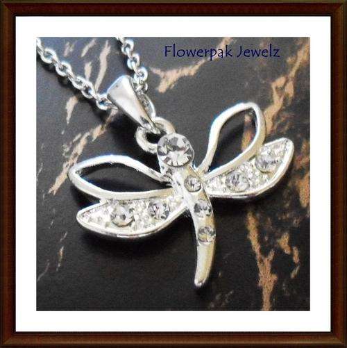 Gorgeous Dragon fly pendant, free chain + matching earrings!!!