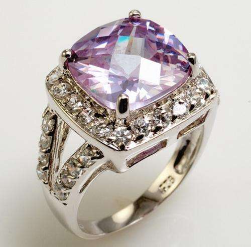 AMAZING! - AMETHYST CUBIC ZIRCONIA .925 STERLING SILVER RING SZ 8