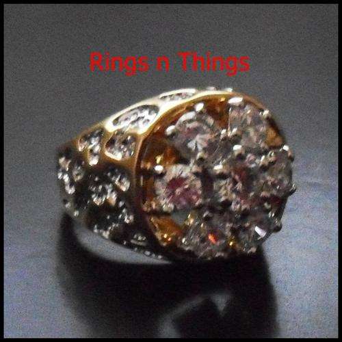 **Free gift** Lovely Gents Cluster ring cladded in 14kt Gold size 10