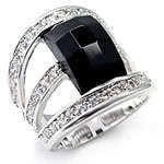 **FREE SHIP** size 7/8/9/10 Black enamel CZ diamond ring