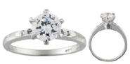Diamond CZ Engagament Ring 14kt solid white gold