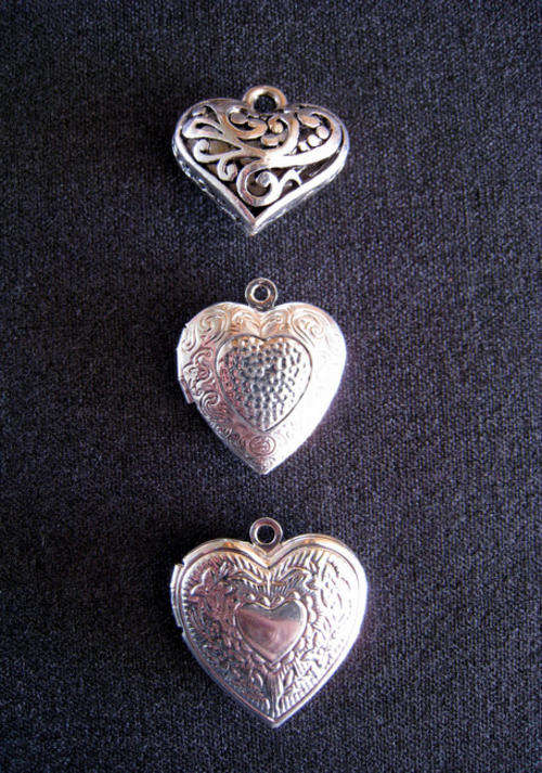 2 x Silver plated Heart Lockets & 1 Tibetan Silver Heart Pendant/Charm