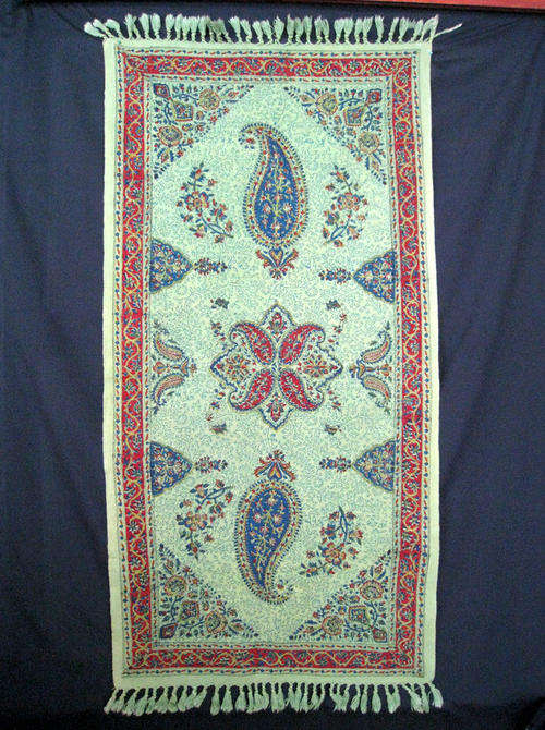 A LOVELY, VINTAGE PERSIAN BLOCK PRINTED TABLE RUNNER