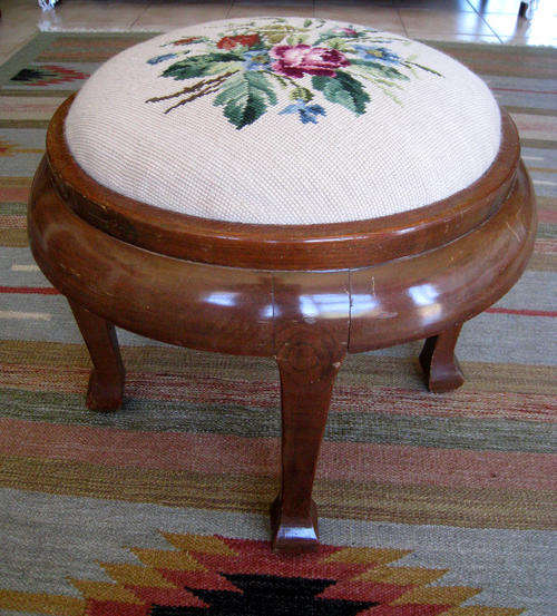 VINTAGE ROUND FOOTSTOOL - 1930's