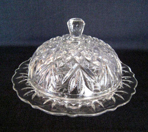 Lovely large pressed Glass Butter or Cheese Dish
