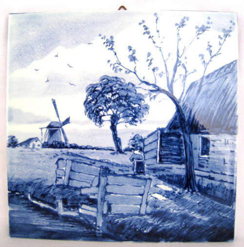 Blue & white hand painted Delfts Blauw Holland Tile