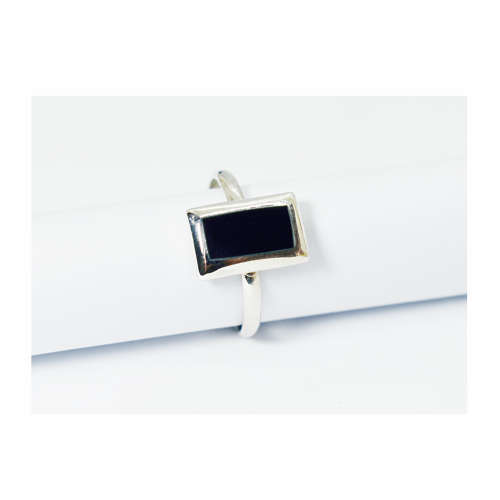 Black Onyx Sterling Silver Ring - Size M