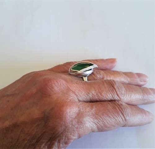 Sterling Silver Green Stone Ring