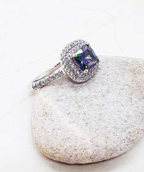 Mystic Rainbow Topaz Sterling Silver Ring