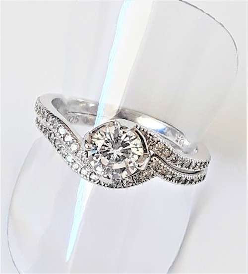 Zirconia Sterling Silver Wedding or Dress Ring/s Set - Size O.5