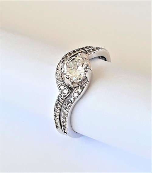 Zirconia Sterling Silver Wedding or Dress Ring/s Set - Size O.5