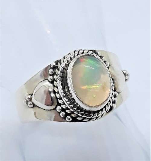 Natural Ethiopian Opal Sterling Silver Ring