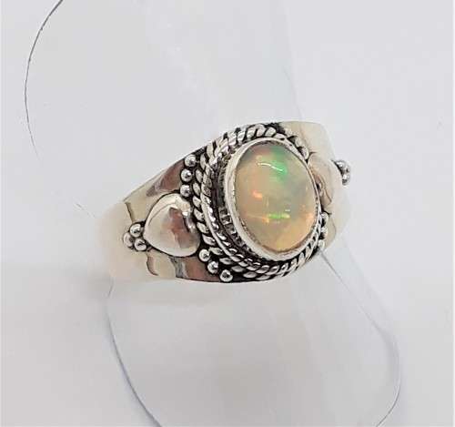 Natural Ethiopian Opal Sterling Silver Ring