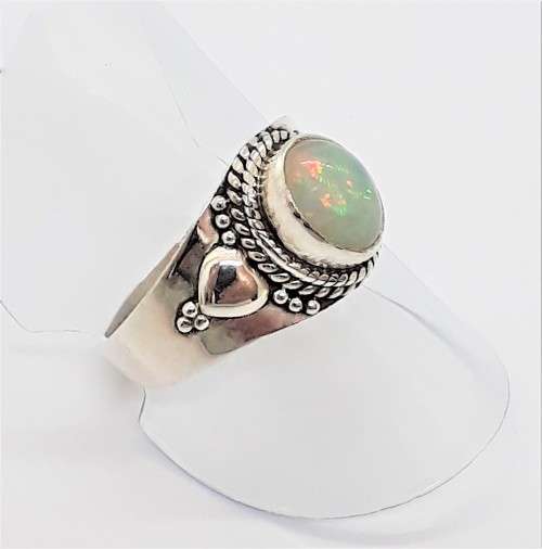 Natural Ethiopian Opal Sterling Silver Ring