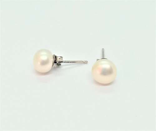 Natural Freshwater Pearl Sterling Silver Filled Studs - 8 mm diameter