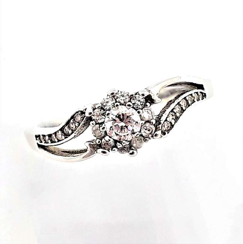 Daisy Cubic Zirconia Sterling Silver Filled Ring