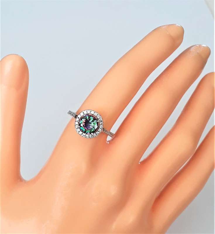 Natural Mystic Topaz Sterling Silver Ring