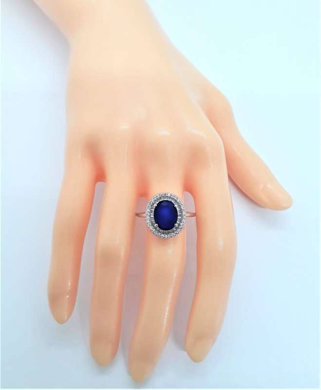 Royal Blue Cubic Zirconia Sterling Silver Filled Ring