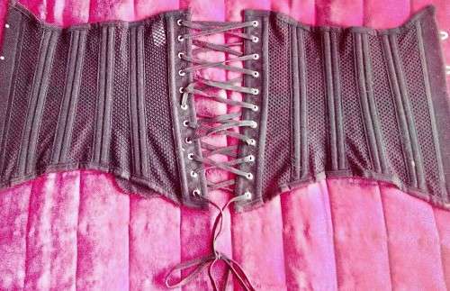 HIGH QUALITY Black Fishnet Underbust Corset