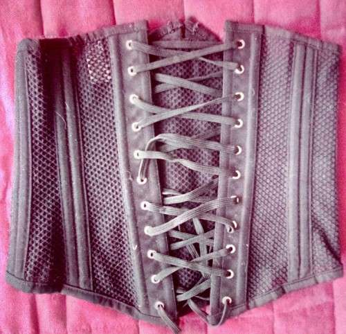 HIGH QUALITY Black Fishnet Underbust Corset